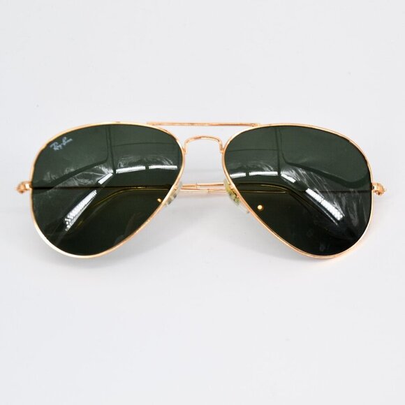 Ray-Ban Aviator Classic Sunglasses Polished Arista Gold Frame Green Tinted Lens main image 4